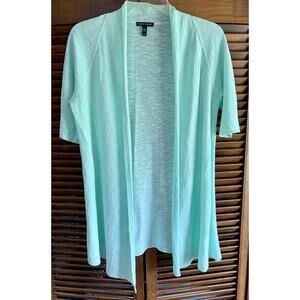 Eileen Fisher Mint Green Sz XS (Cotton Silk) Open Tunic Cardigan Sweater sku 397